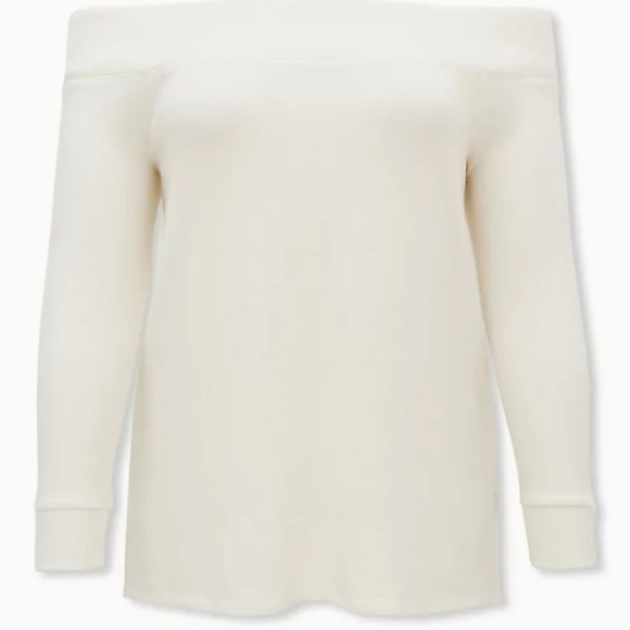 Torrid White Soft Plush Off-Shoulder Tunic Top - Picture 5 of 5